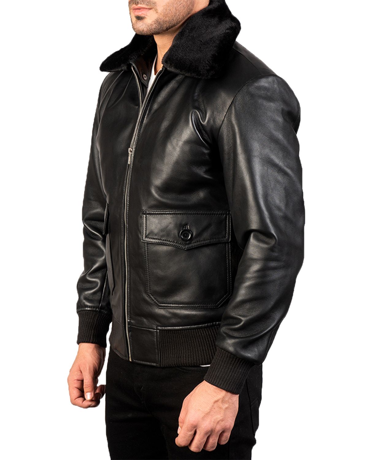 Men's G-1 Bomber Real Sheepskin Leather Jacket.